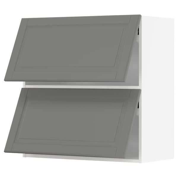METOD wall horizontal w 2 doors, white/Bodbyn grey, 80x37x80 cm