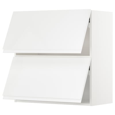 METOD Wall cabinet horizontal w 2 doors, white/Voxtorp high-gloss/white, 80x37x80 cm