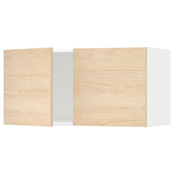 METOD Wall cabinet with 2 doors, white/Askersund light ash effect, 80x37x40 cm