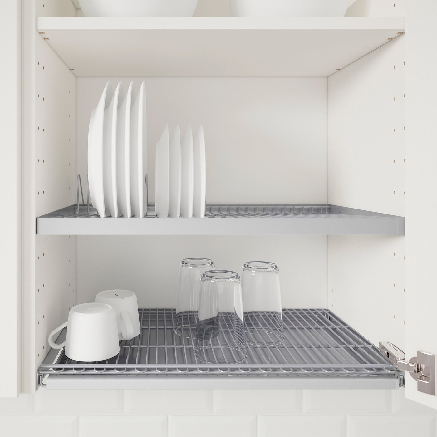 METOD Wall cabinet with dish drainer white/Havstorp beige 60x37x60 cm  (24x15x24 