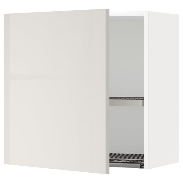 METOD Wall cabinet with dish drainer, white/Ringhult light grey, 60x37x60 cm