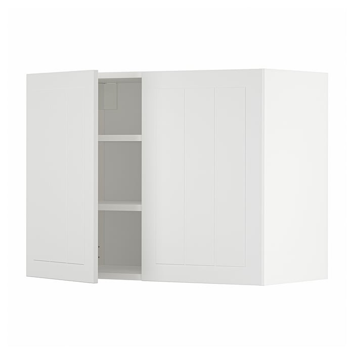 METOD wall with shelves/2 doors, white/Stensund white, 80x37x60