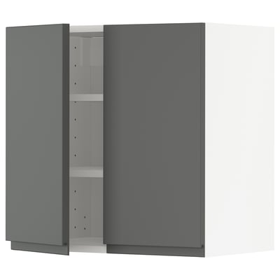METOD Wall cabinet with shelves/2 doors, white/Voxtorp dark grey, 60x37x60 cm