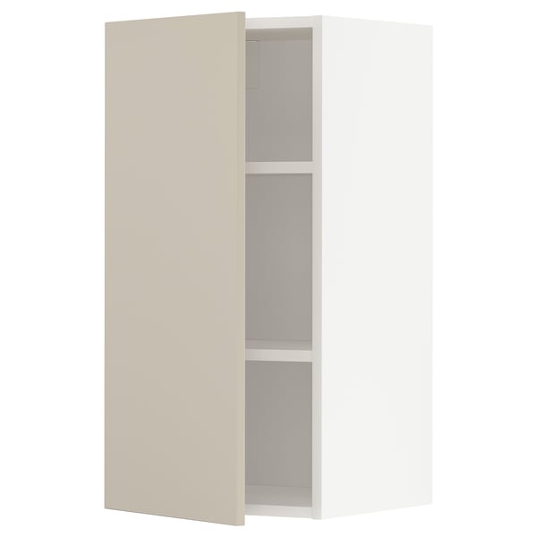 METOD Wall cabinet with shelves, white/Havstorp beige, 40x37x80 cm