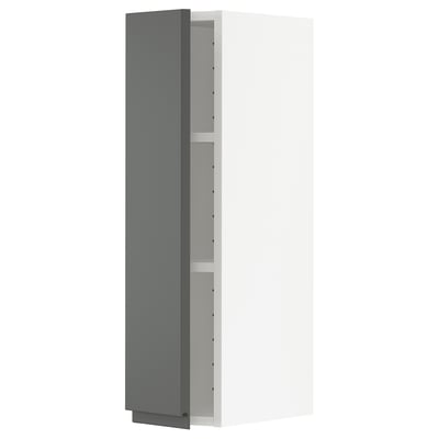 METOD Wall cabinet with shelves, white/Voxtorp dark grey, 20x37x80 cm