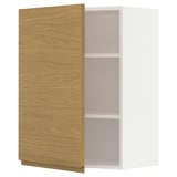 METOD Wall cabinet with shelves, white/Voxtorp oak effect, 60x37x80 cm