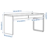 MICKE Desk, black-brown, 142x50 cm