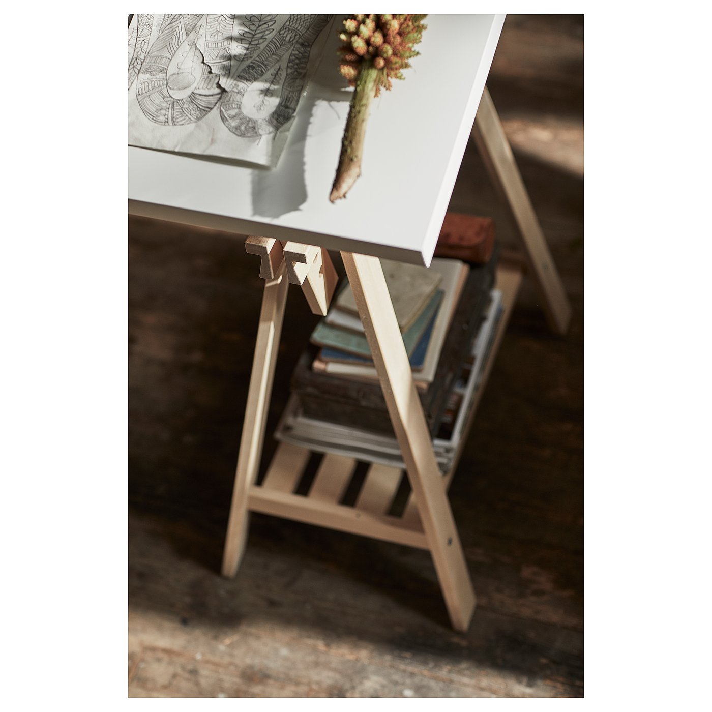MITTBACK trestle, birch, 58x70/93 cm (227/8x271/2/365/8