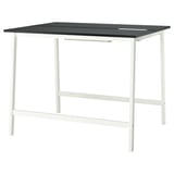 MITTZON Conference table, black stained ash veneer/black white, 140x108x105 cm