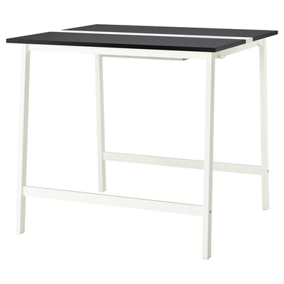 MITTZON Conference table, black stained ash veneer/white, 120x108x105 cm