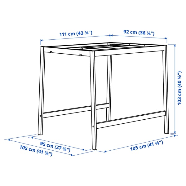 MITTZON Underframe for conference table, white, 120x108x103 cm