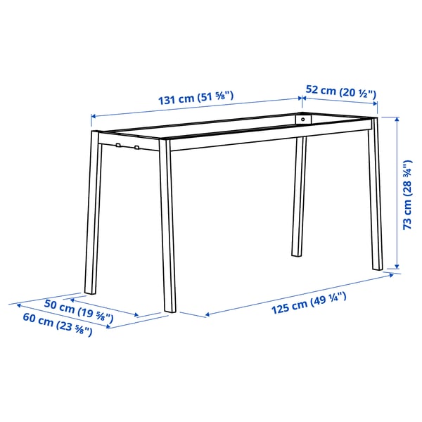 MITTZON Underframe for conference table, white, 140x68x73 cm