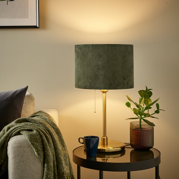 MOLNSKIKT lamp shade, dark green velvet, 33 cm (13") IKEA