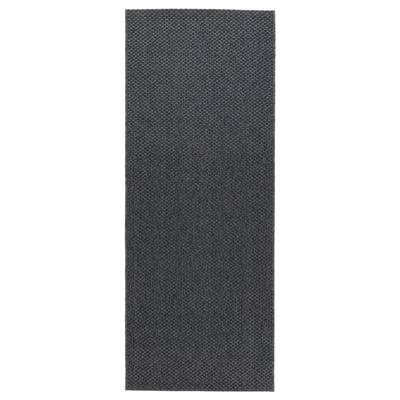 MORUM Rug flatwoven, in/outdoor, dark grey, 80x200 cm