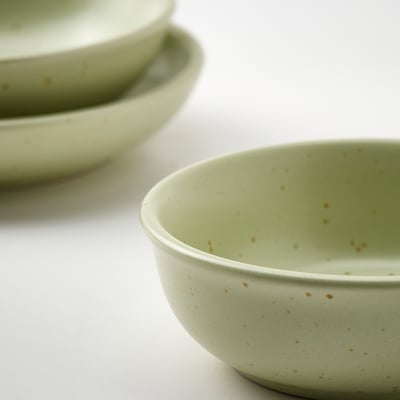 MOSSMAL Plate/bowl set of 3, dot pattern/light green