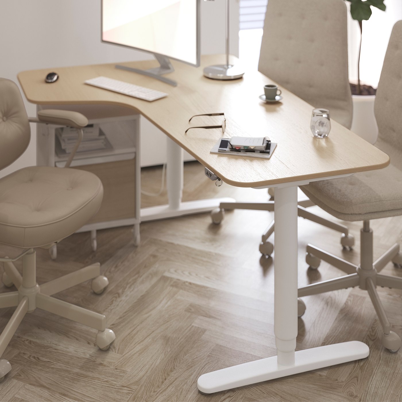 MULLFJÄLLET conference chair with castors, Naggen beige - IKEA