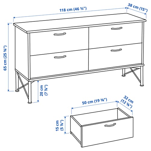 Illustration with measurements for the product: MUSKEN.