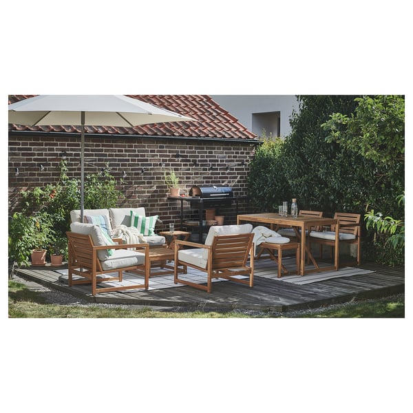 NÄMMARÖ 4-seat conversation set, outdoor, light brown  stained/Frösön/Duvholmen beige - IKEA