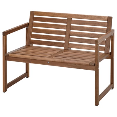 NÄMMARÖ Bench with backrest, outdoor, light brown stained