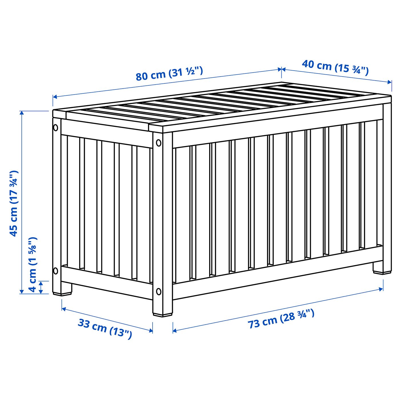 NÄMMARÖ storage box, light brown stained indoor/outdoor, 80x40x45