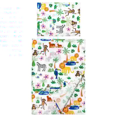 NATTHÄGER Flat sheet and pillowcase, multicolour/jungle, 150x250/50x80 cm