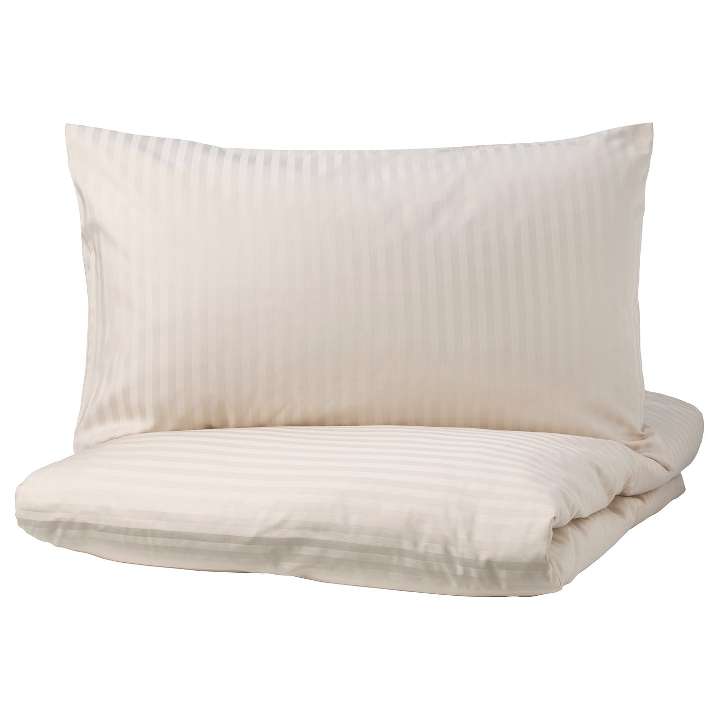 Natjasmin pillowcase & duvet cover, cream, silk-like stripe.
