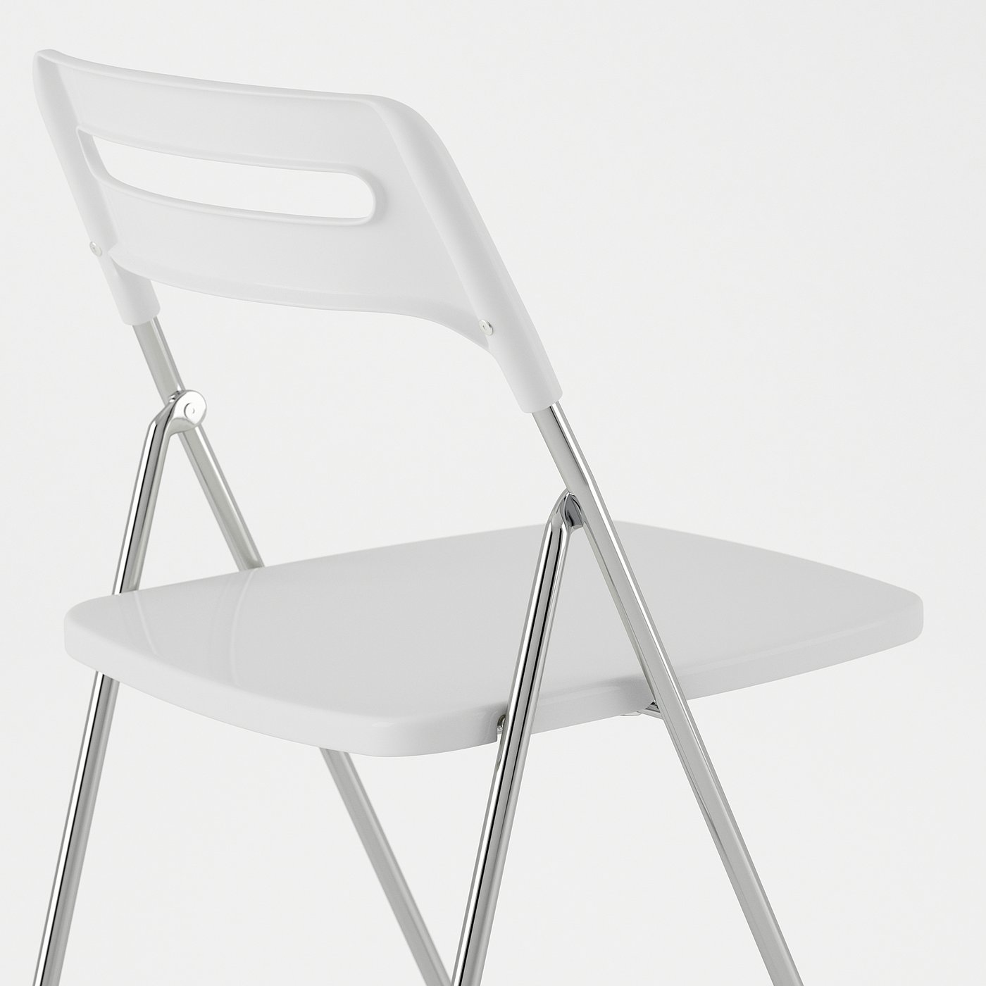 NISSE Folding chair, highgloss white, chromeplated IKEA