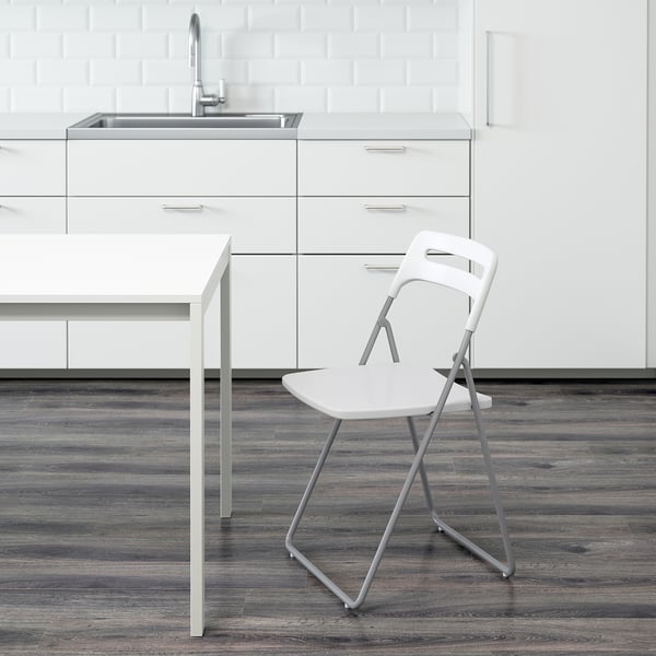 NISSE folding chair, silvercolour/white IKEA