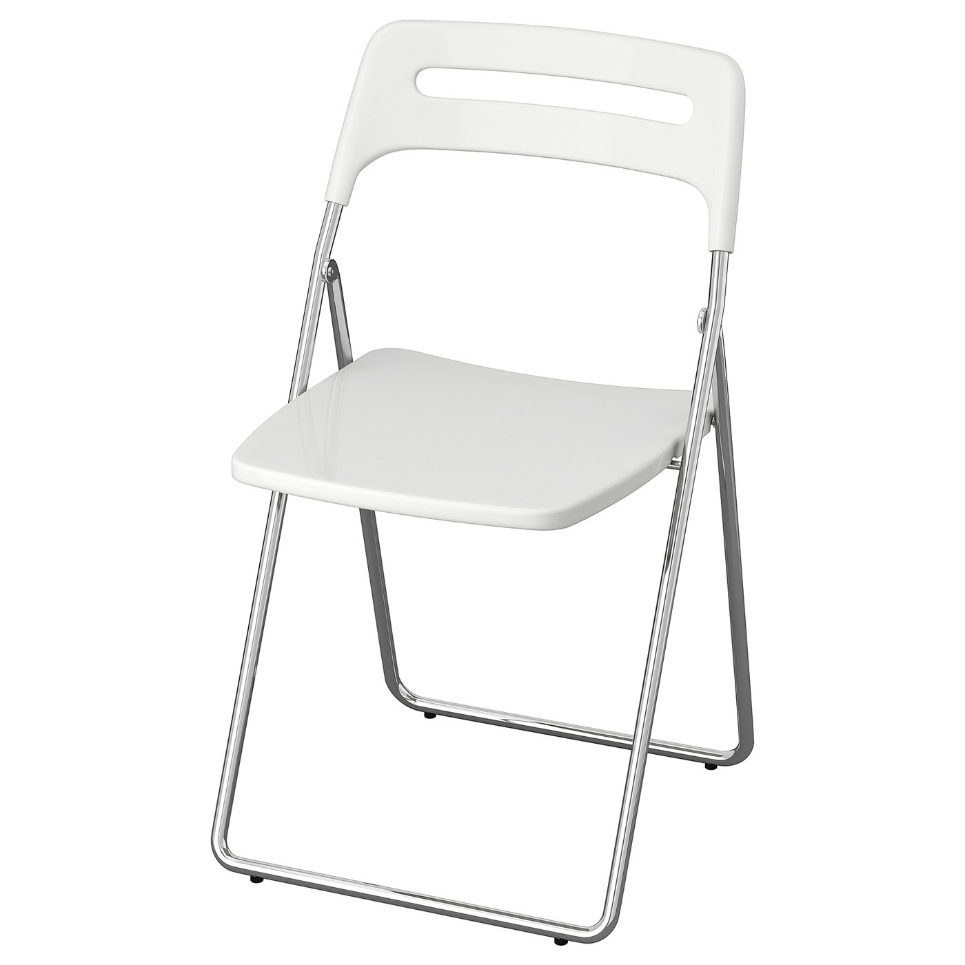 NISSE Folding chair highgloss white, chromeplated IKEA