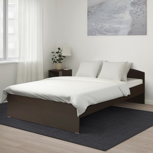 NODELAND Bed frame, black-brown/Leirsund, 160x200 cm