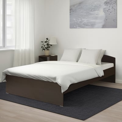 NODELAND Bed frame, black-brown/Lönset, 180x200 cm