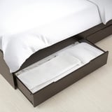 NODELAND Bed frame with 2 storage boxes, black-brown/Leirsund, 180x200 cm