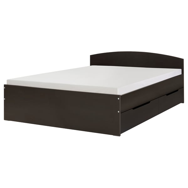 NODELAND Bed frame with 2 storage boxes, black-brown/Luröy, 160x200 cm