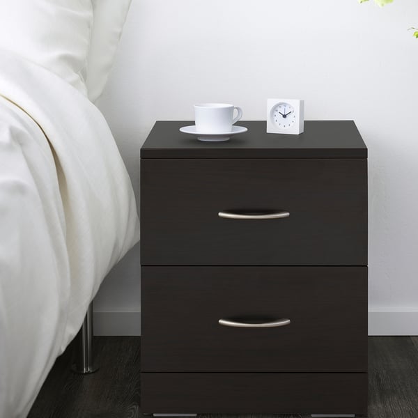 NODELAND Chest of 2 drawers, black-brown, 43x45 cm