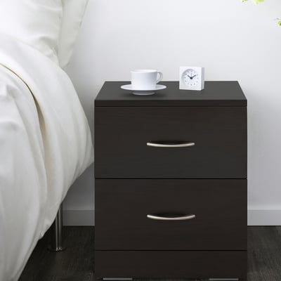 NODELAND Chest of 2 drawers, black-brown, 43x45 cm