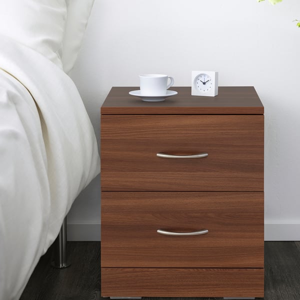 NODELAND Chest of 2 drawers, medium brown, 43x45 cm