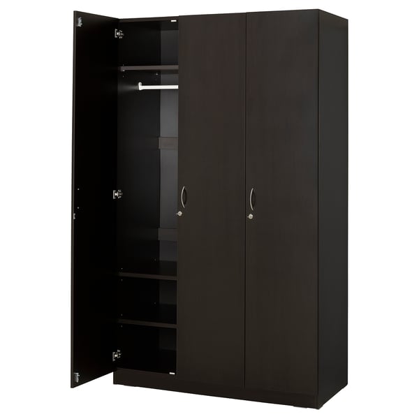 NODELAND Wardrobe with 3 doors, black-brown, 120x52x202 cm