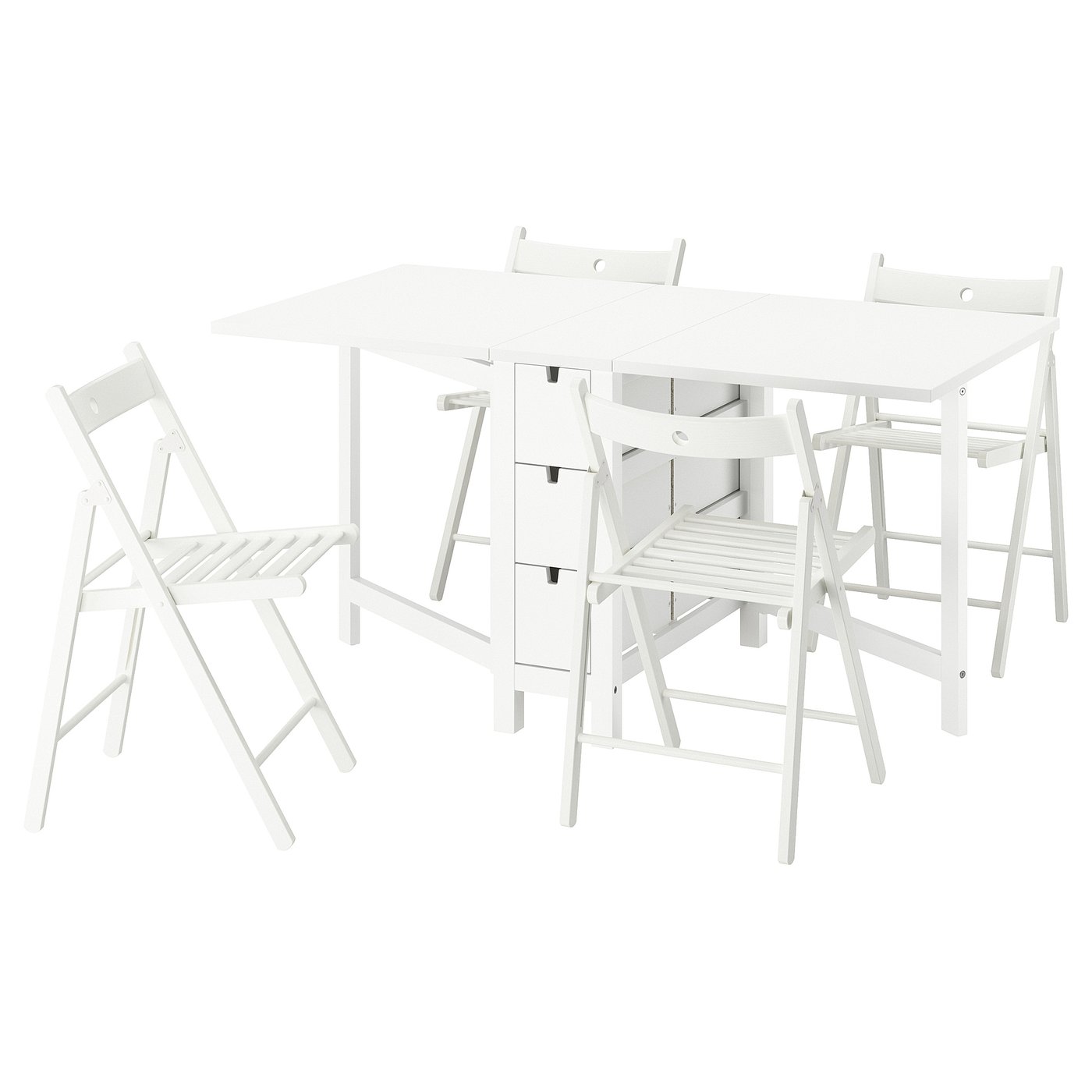 NORDEN / FRÖSVI table and 4 chairs, white/white, 26/89/152 cm (101