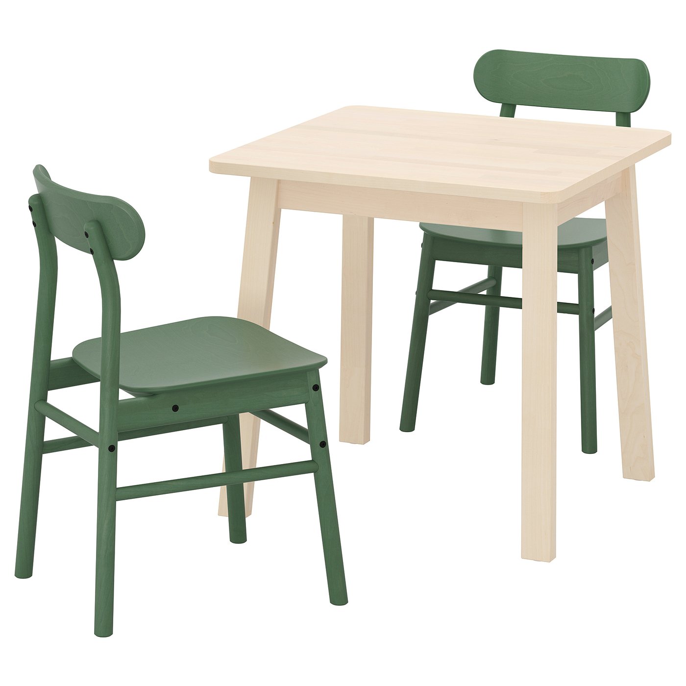 NORRÅKER / RÖNNINGE Table and 2 chairs, birch, green IKEA