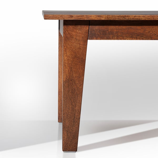 Well-crafted wooden table with smooth, polished surface and sturdy tapering legs, showcasing fine grain and finish.