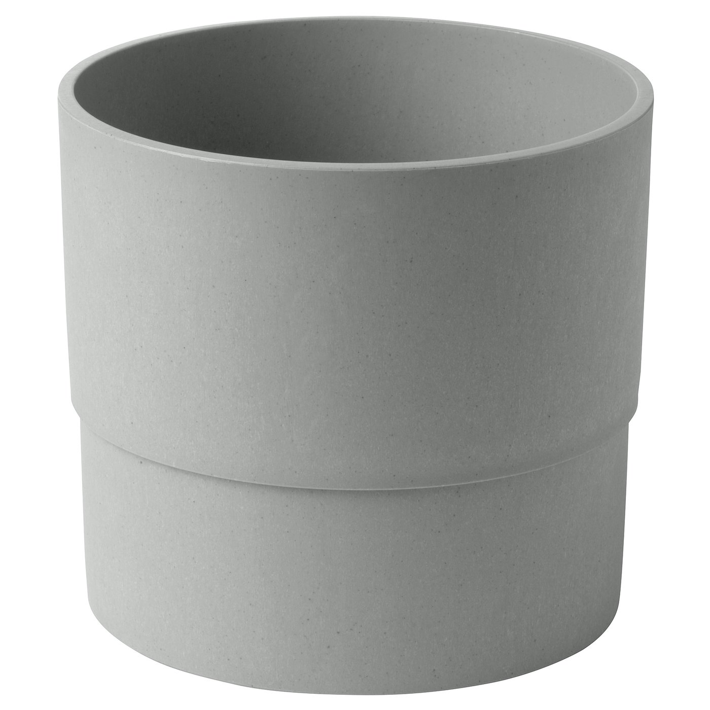 A NYPON planter, grey, cylindrical, made of recycled plastic.