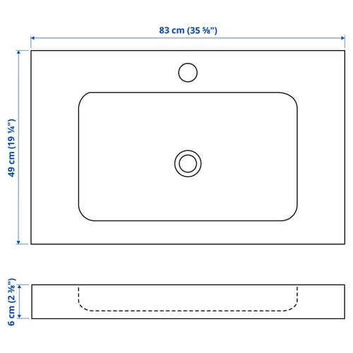 ODENSVIK single washbasin, 83x49x6 cm (325/8x191/4x23/8") IKEA