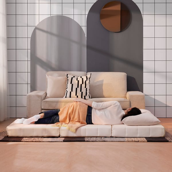ÖVERBORG Mattress/pouffe, extra firm/Vissle grey, 90x200 cm