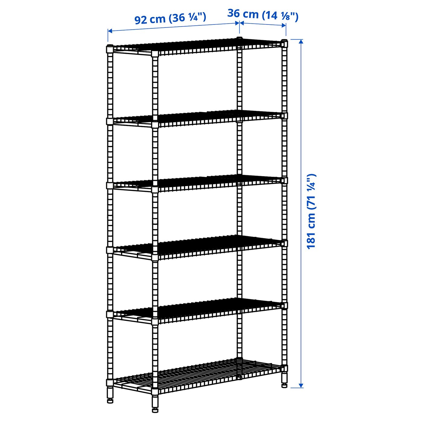 OMAR 1 shelf section, 92x36x181 cm (361/4x141/8x711/4