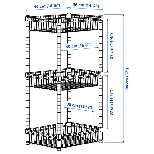 Illustration with measurements for the product: OMAR.