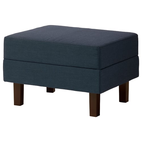 ORMARYD footstool: dark blue, square cushion top, wooden legs, polyester.