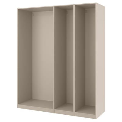 PAX 3 wardrobe frames, grey-beige, 200x58x236 cm