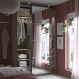 PAX / AULI Wardrobe with sliding doors, grey-beige/mirror glass, 150x66x236 cm