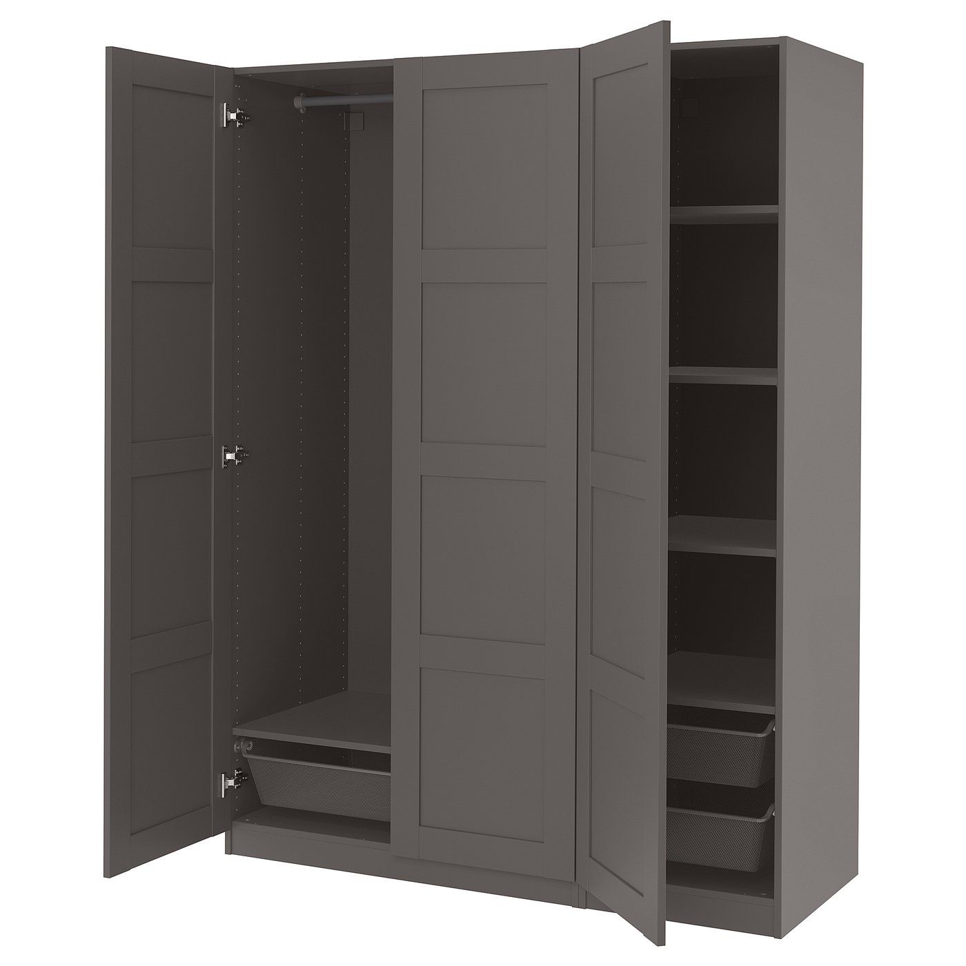 PAX / BERGSBO wardrobe combination, dark grey, 150x60x201 cm (59x235 ...