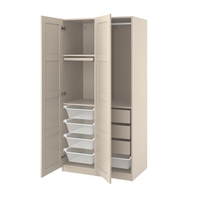 PAX / BERGSBO Wardrobe combination, grey-beige/grey-beige, 100x60x201 cm